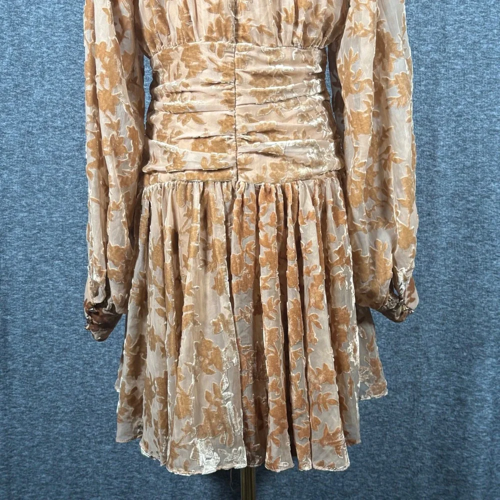 Parker Womens Textured Cutout Front Mini Dress Brown Sugar Floral Burnout Size 6 - Picture 10 of 13
